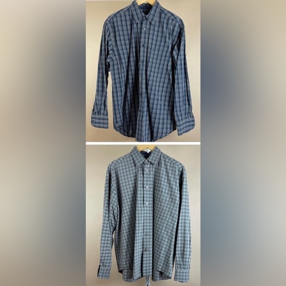 Men's Haggar & Dockers Medium Check Button Up Shirt 2 Pack Set Office - Picture 1 of 16